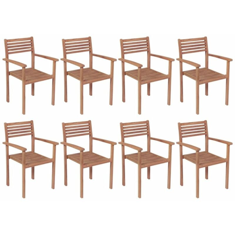 

Sillas apilables de jardin 8 unidades madera maciza de teca