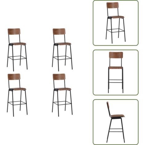 Sillas apilables - vidaXL Taburetes de cocina 4 unidades madera contrachapada y acero - Sillas de madera
