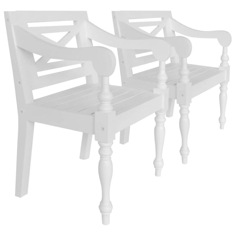 

Happyshopping - Sillas Batavia 2 unidades madera maciza de caoba blanco