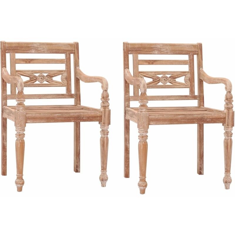 

Sillas Batavia 2 unidades madera maciza de teca blanqueada