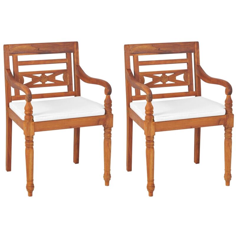

Sillas Batavia con cojines 2 unidades madera de teca maciza