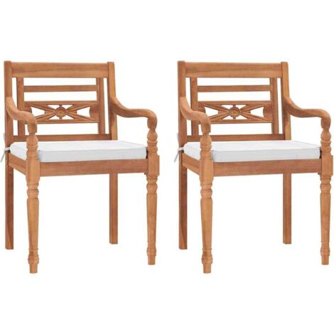 Sillas Batavia con cojines 2 unidades madera de teca maciza vidaXL