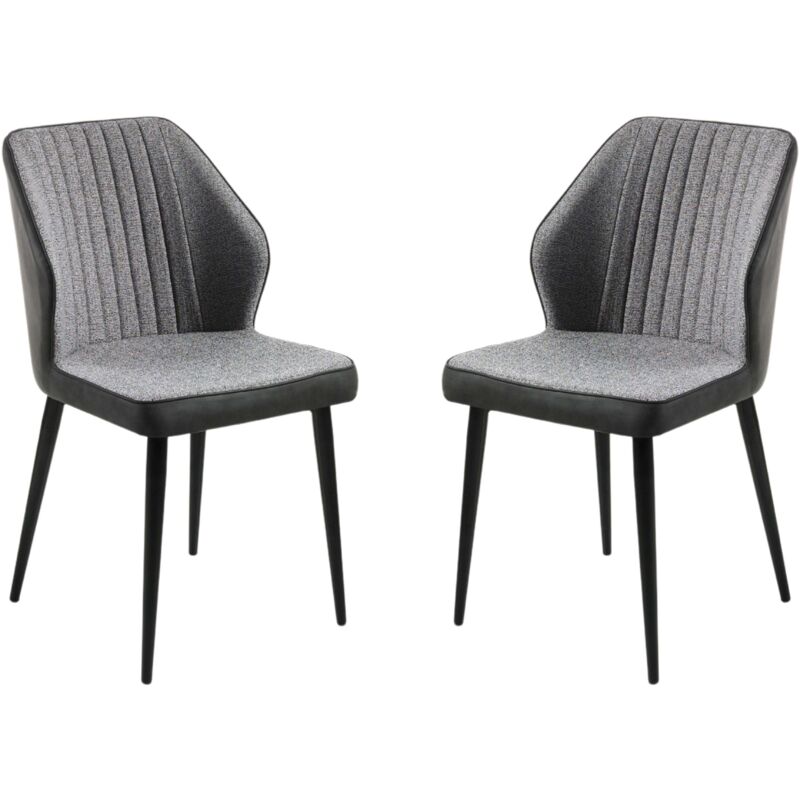 

Sillas Bay Salon Comedor De Diseño Estilo Moderno Color Gris Y Negro Tela Y Polipiel 84X49X6 - Pack 2 Sillas