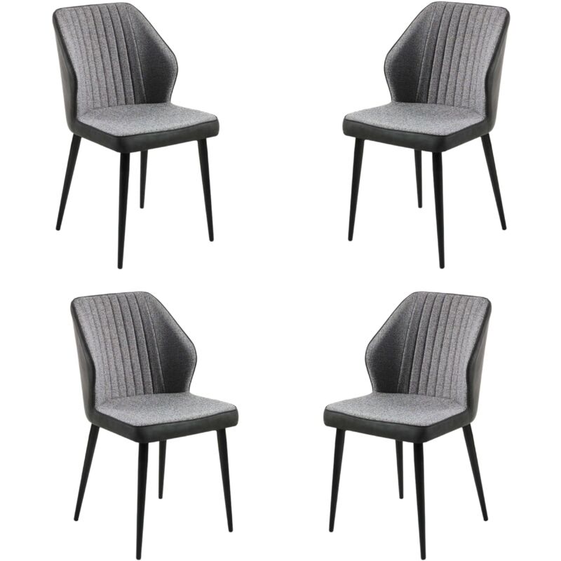 

Sillas Bay Salon Comedor De Diseño Estilo Moderno Color Gris Y Negro Tela Y Polipiel 84X49X6 - Pack 4 Sillas