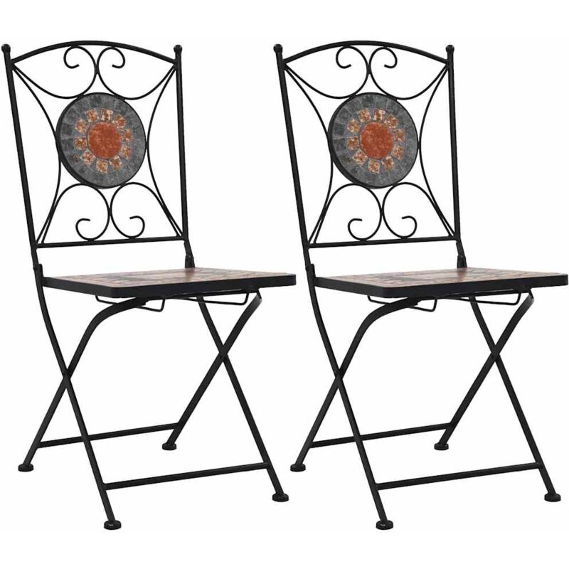 

vidaXL Sillas Bistró de Mosaico 2 Unidades Naranja Gris - Naranja