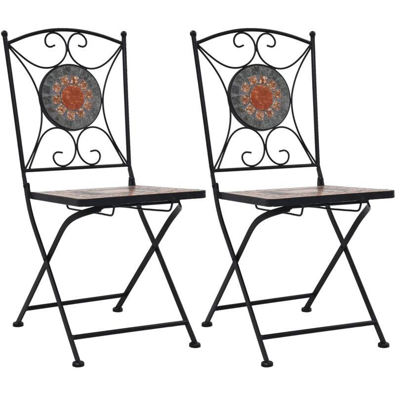

Sillas bistro de mosaico 2 unidades naranja/gris