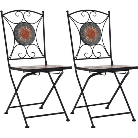 Sillas bistró de mosaico 2 unidades naranja/gris