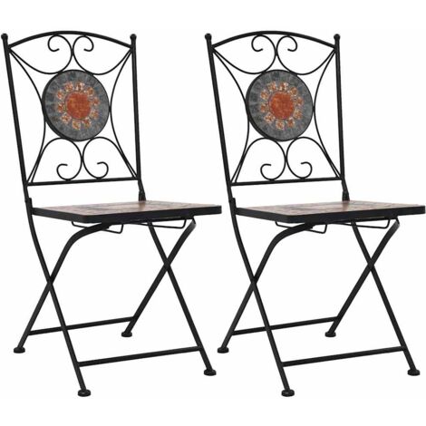 Sillas bistró de mosaico 2 unidades naranja/gris vidaXL