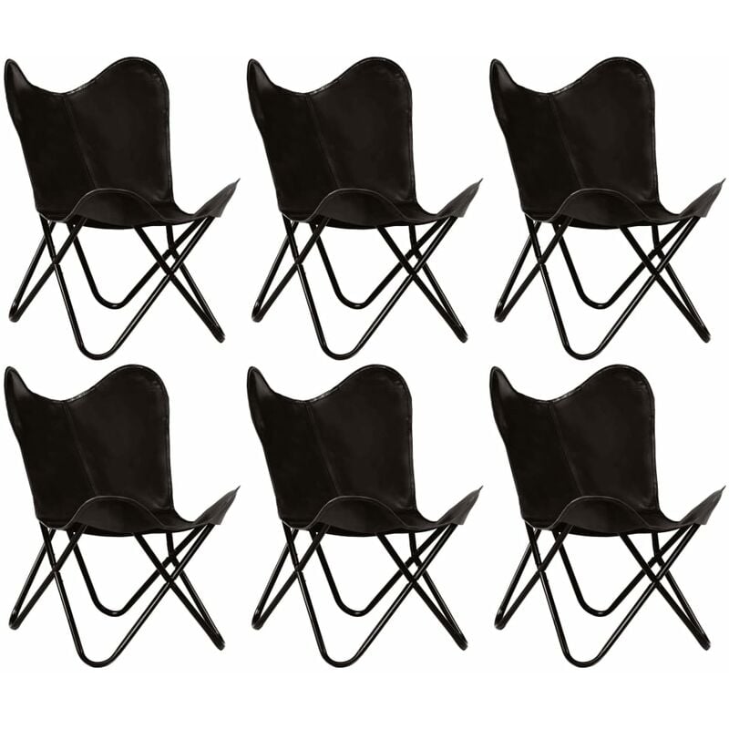 

Sillas Butterfly 6 unidades para niños cuero auténtico negro