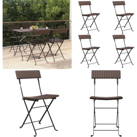 Sillas cafetería plegables 4 uds acero y ratán sintético marrón - Sillas de jardín - Sillas de terraza