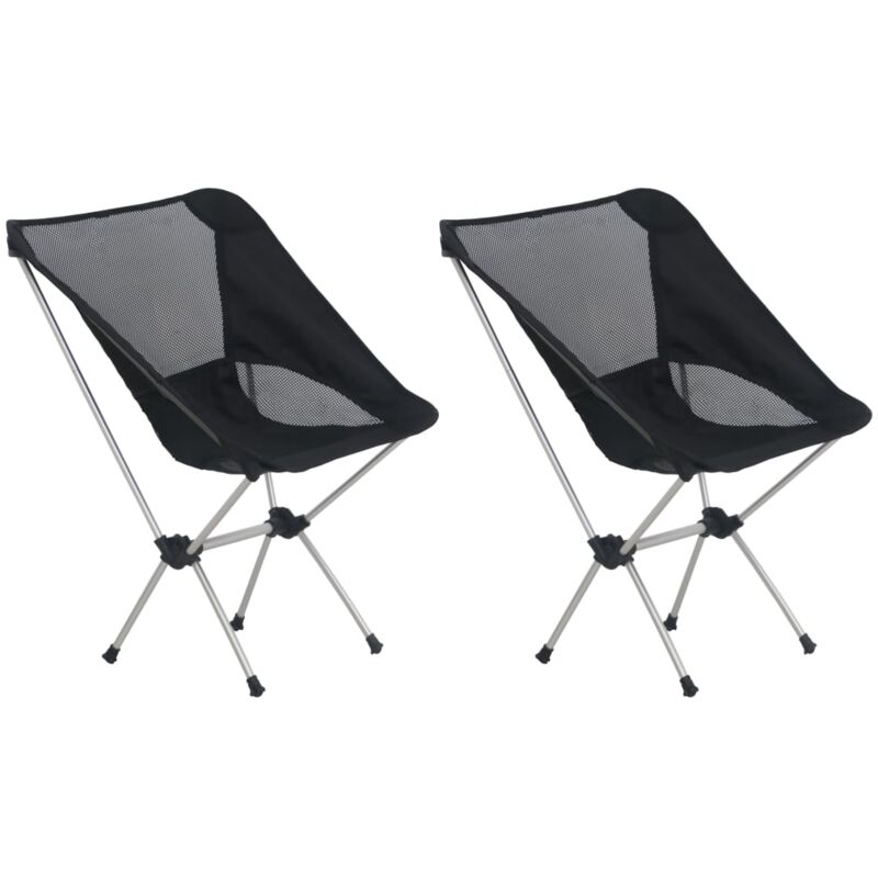 

vidaXL Sillas camping plegables 2 uds con bolsa aluminio 54x50x65 cm - Negro