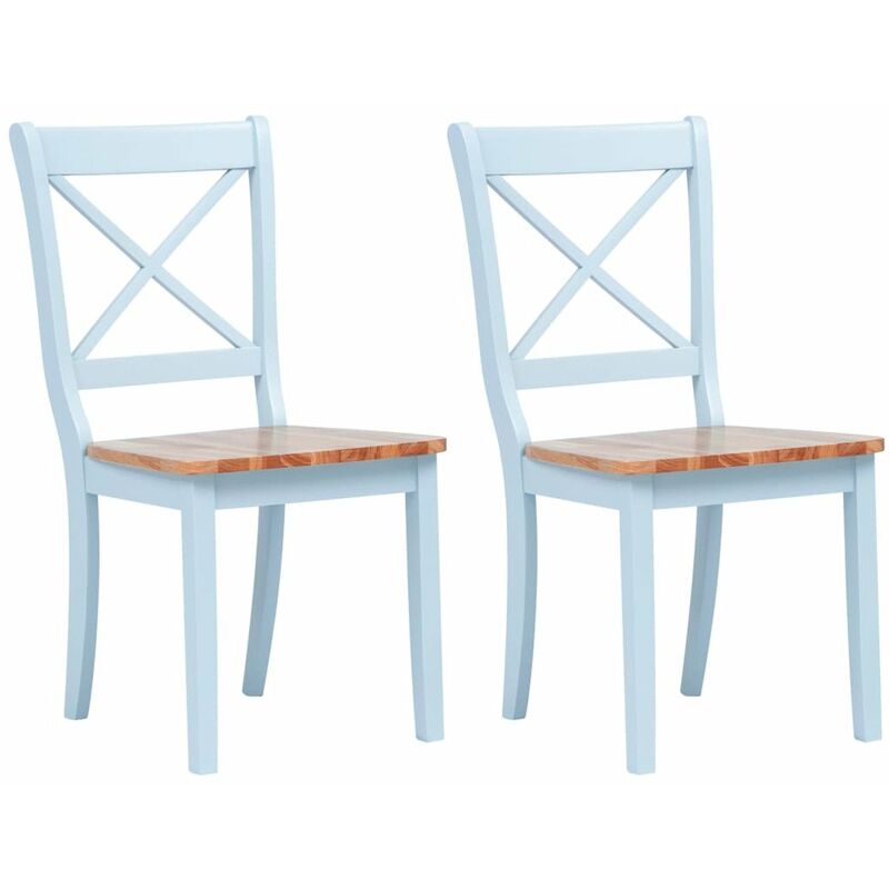 

Happyshopping - Sillas comedor 2 uds madera maciza caucho gris y madera claro