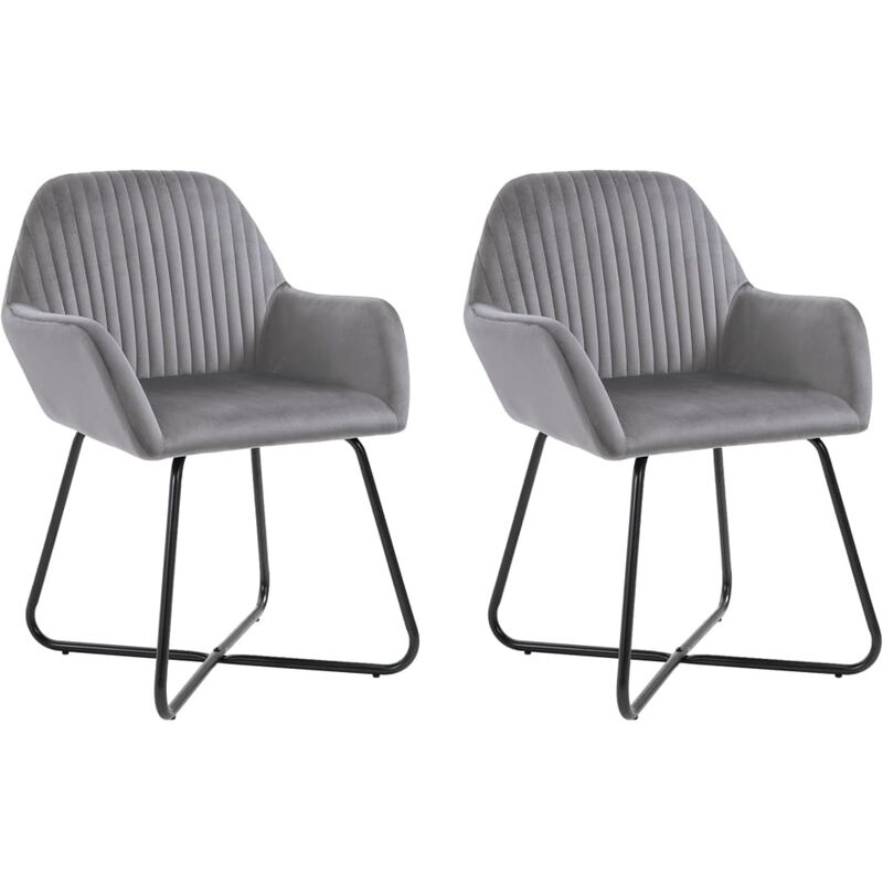 

vidaXL Sillas de Comedor de Terciopelo 2 Unidades Gris - Gris