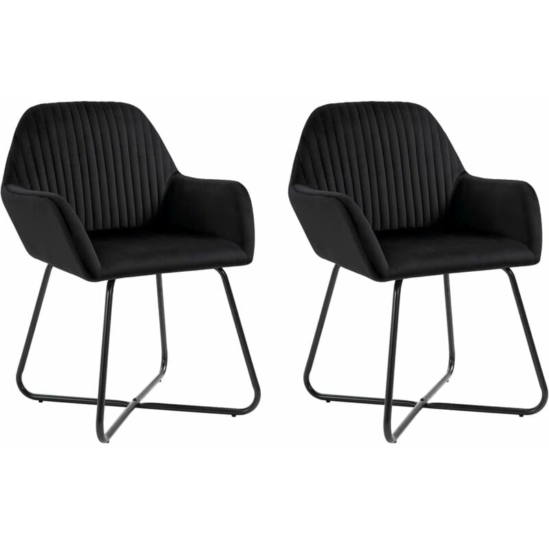 

vidaXL Sillas de Comedor de Terciopelo 2 Unidades Negro - Negro