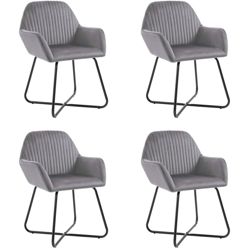 

Sillas de Comedor de Terciopelo 4 Unidades Gris - Gris - Vidaxl