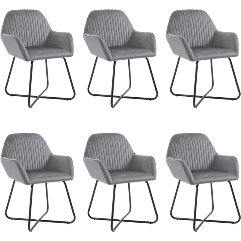 

Sillas de Comedor de Terciopelo 6 Unidades Gris - Gris - Vidaxl