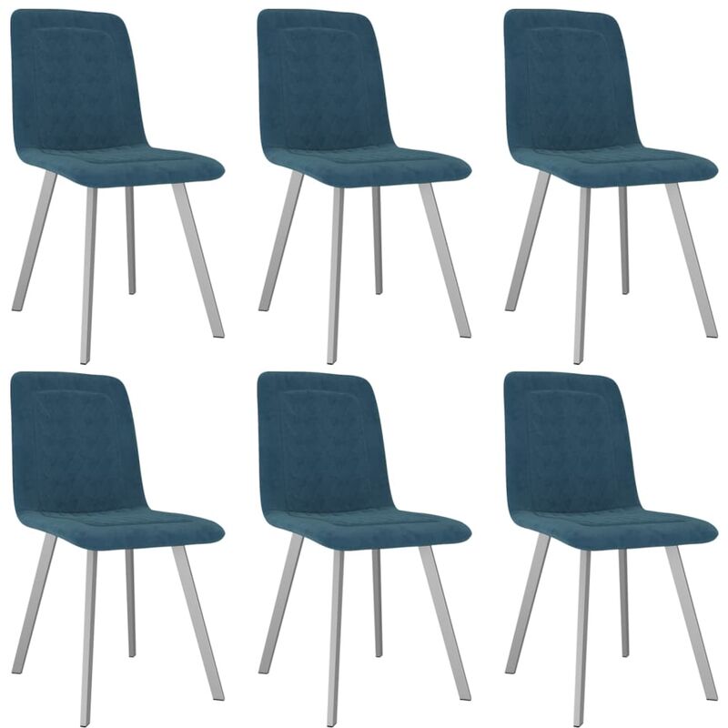 

vidaXL Sillas de Comedor Terciopelo 6 Unidades Azul - Azul