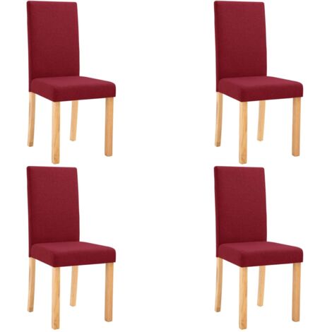 Sillas comedor 4 unidades de tela color vino tinto