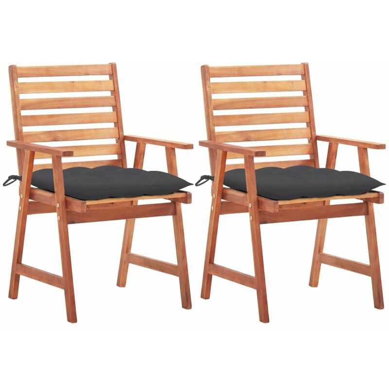 

Sillas comedor de jardin 2 uds madera maciza acacia y cojines