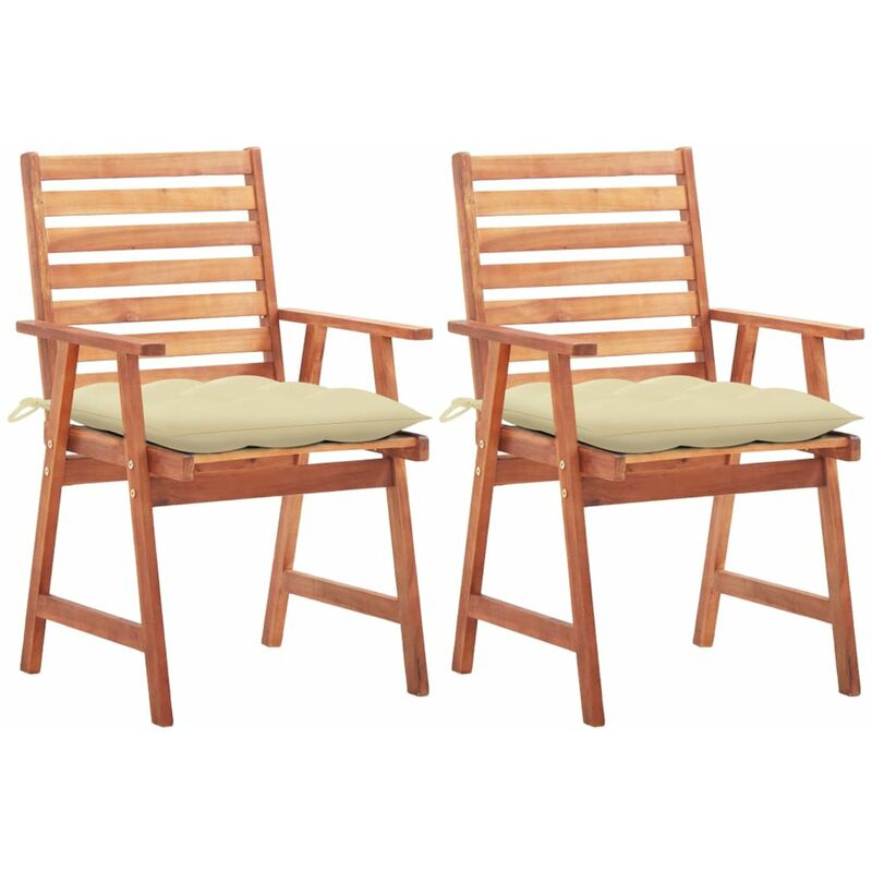 

Sillas comedor de jardin 2 uds madera maciza acacia y cojines