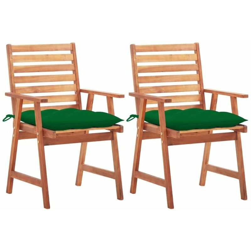

Sillas comedor de jardin 2 uds madera maciza acacia y cojines