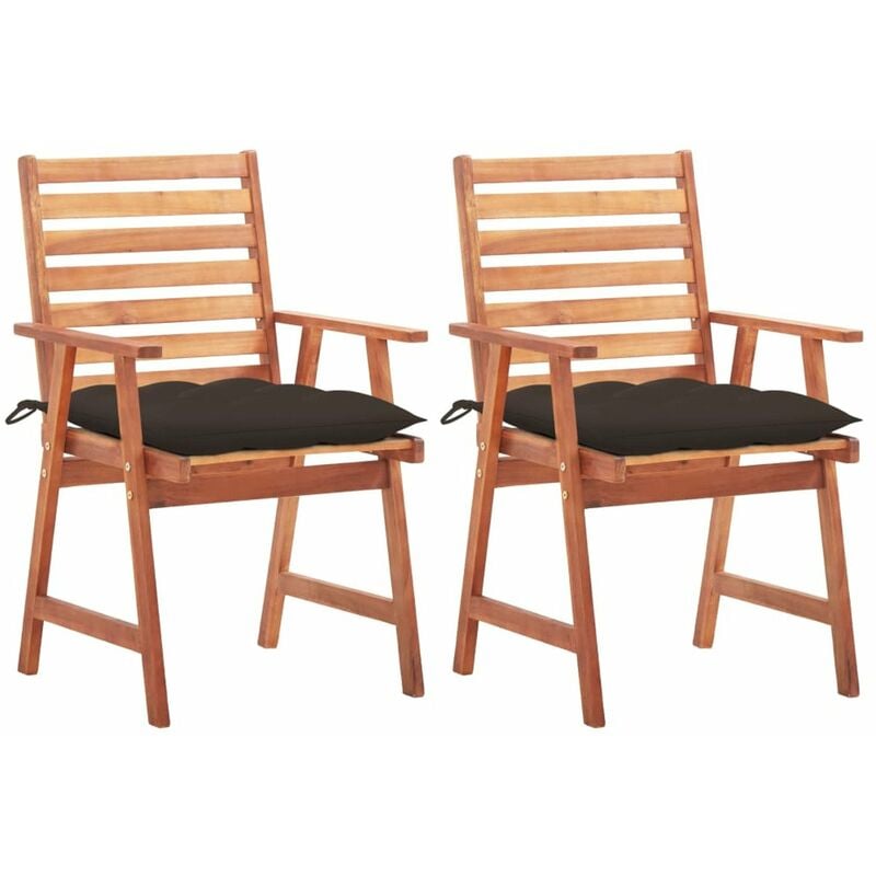 

Sillas comedor de jardin 2 uds madera maciza acacia y cojines