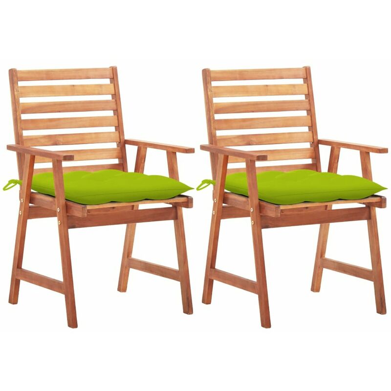 

Sillas comedor de jardin 2 uds madera maciza acacia y cojines