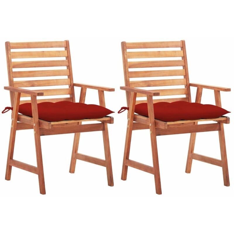 

Happyshopping - Sillas comedor de jardin 2 uds madera maciza acacia y cojines