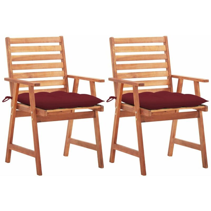 

Sillas comedor de jardin 2 uds madera maciza acacia y cojines
