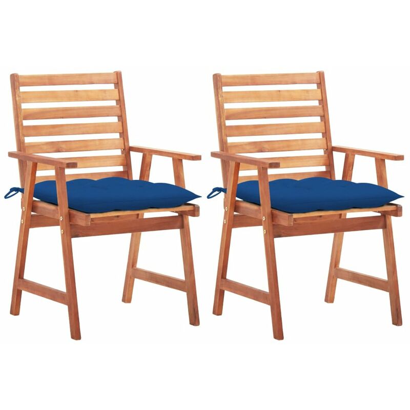 

Sillas comedor de jardin 2 uds madera maciza acacia y cojines
