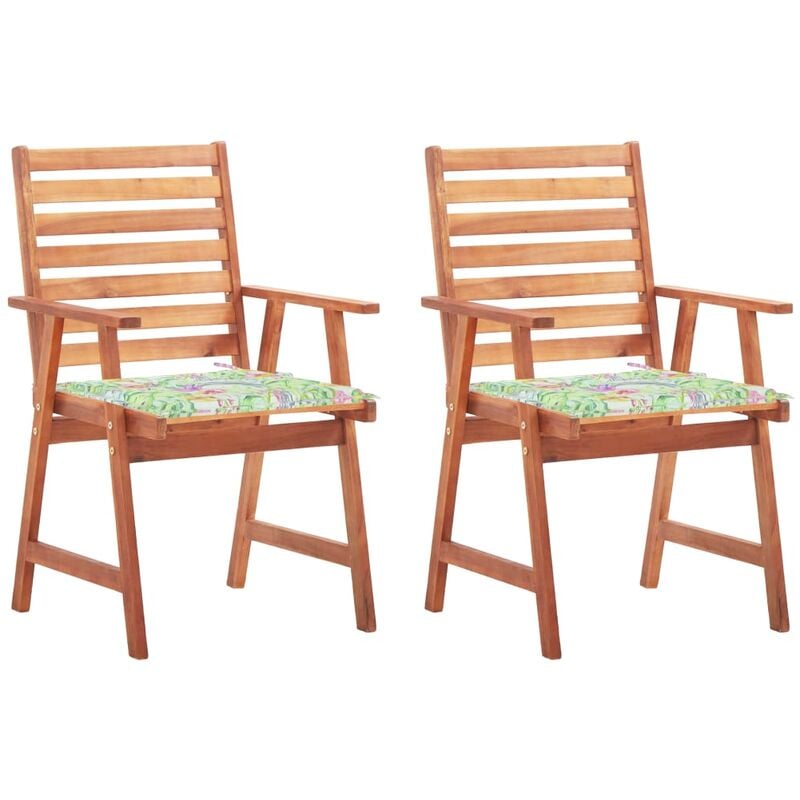 

Sillas comedor de jardín 2 uds madera maciza acacia y cojines