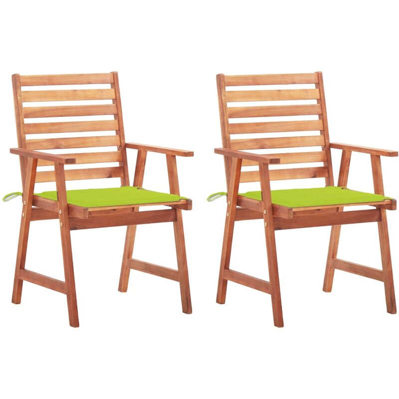 

Sillas comedor de jardín 2 uds madera maciza acacia y cojines
