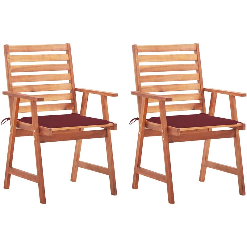 

Sillas comedor de jardín 2 uds madera maciza acacia y cojines