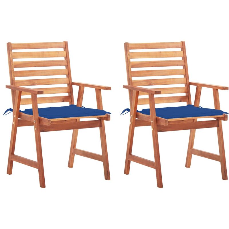 

Sillas comedor de jardín 2 uds madera maciza acacia y cojines