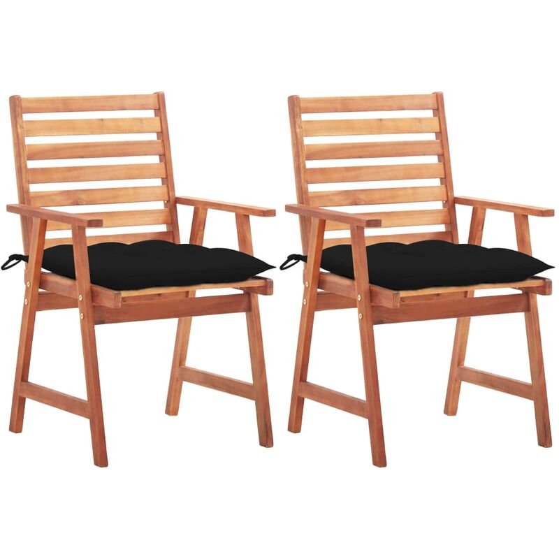 

Sillas comedor de jardín 2 uds madera maciza acacia y cojines