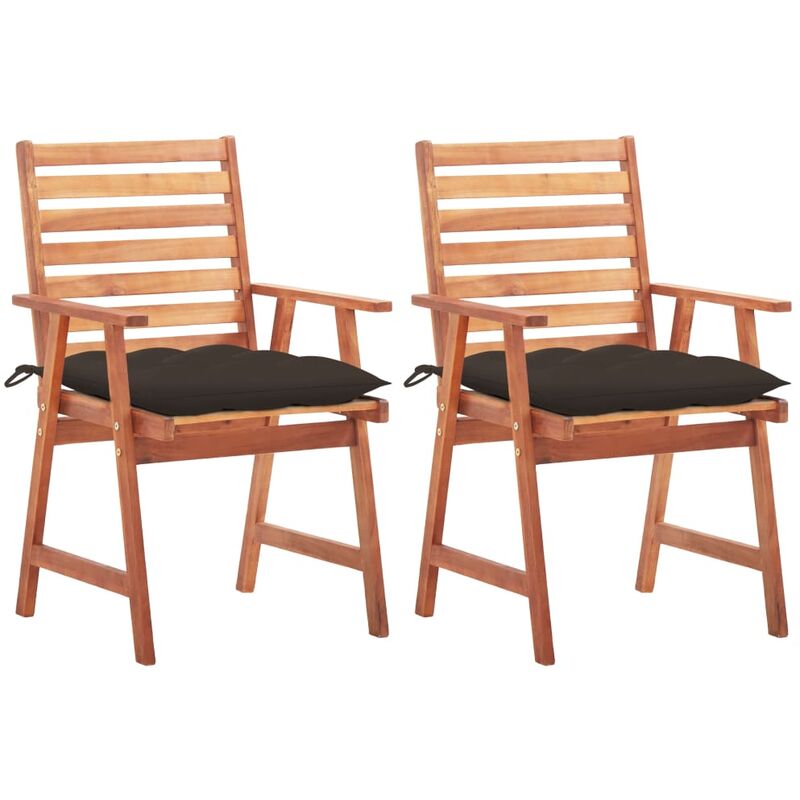 

Sillas comedor de jardín 2 uds madera maciza acacia y cojines