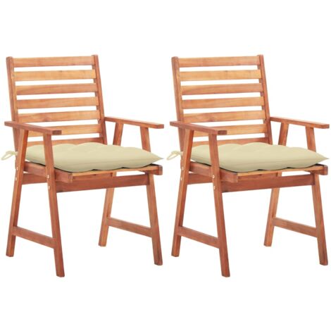 Sillas comedor de jardín 2 uds madera maciza acacia y cojines