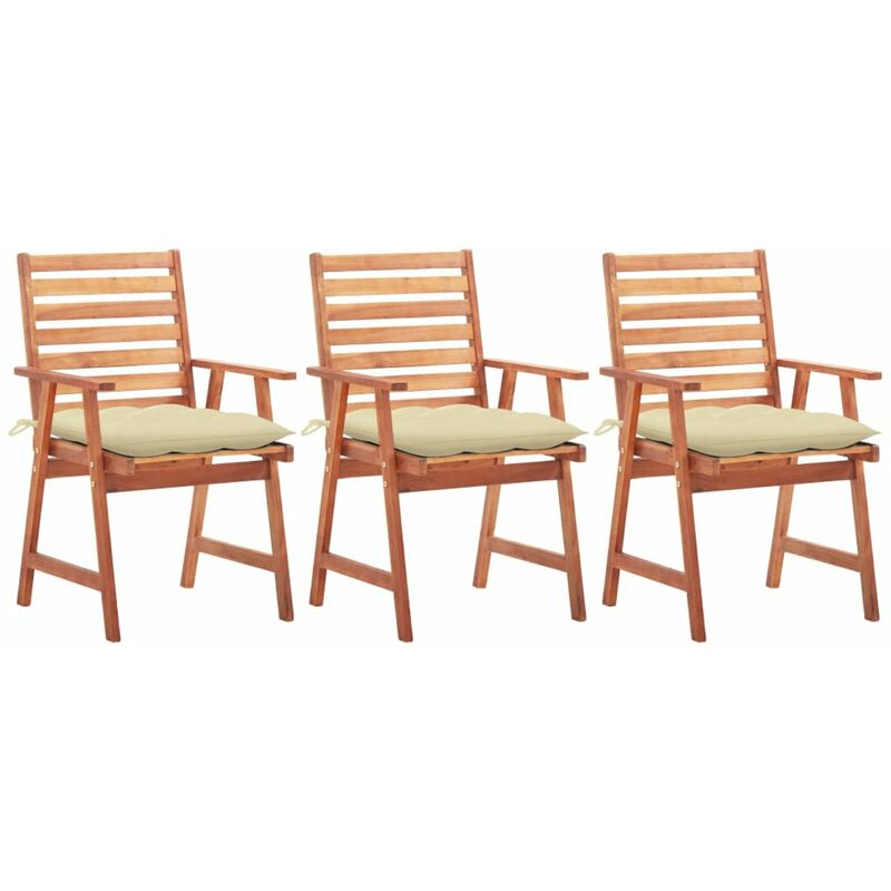 

Sillas comedor de jardin 3 uds madera maciza acacia con cojines