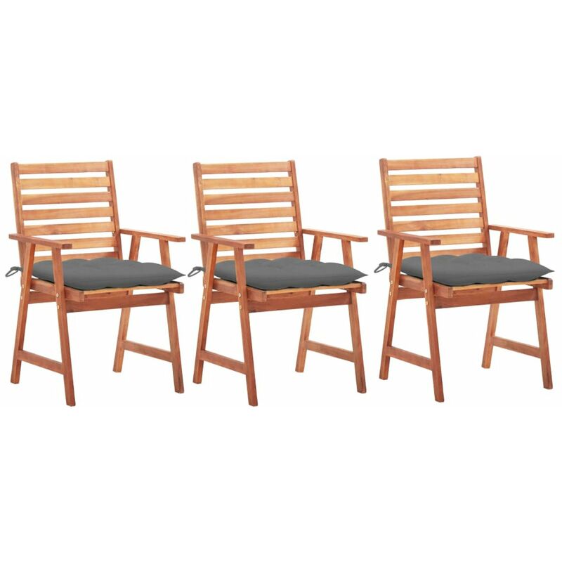 

Sillas comedor de jardin 3 uds madera maciza acacia y cojines