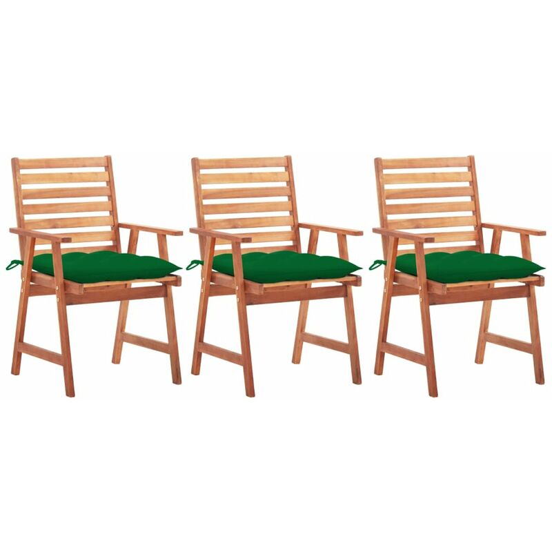 

Sillas comedor de jardin 3 uds madera maciza acacia y cojines