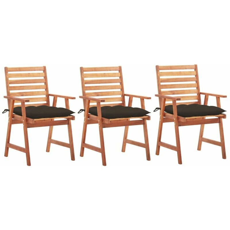 

Sillas comedor de jardin 3 uds madera maciza acacia y cojines