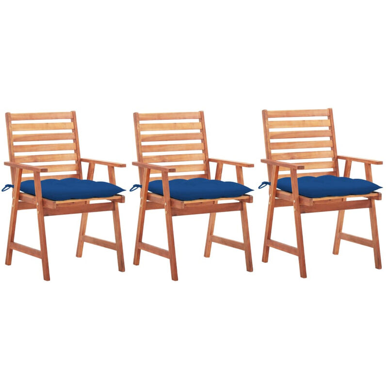 

Sillas comedor de jardin 3 uds madera maciza acacia y cojines