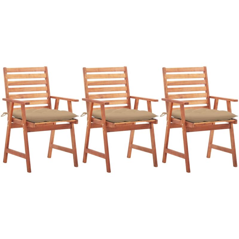 

Sillas comedor de jardín 3 uds madera maciza acacia y cojines