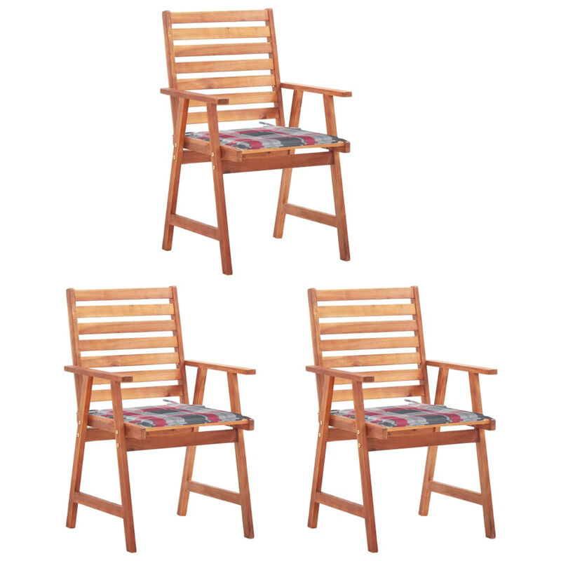 

Sillas comedor de jardin 3 uds madera maciza acacia y cojines