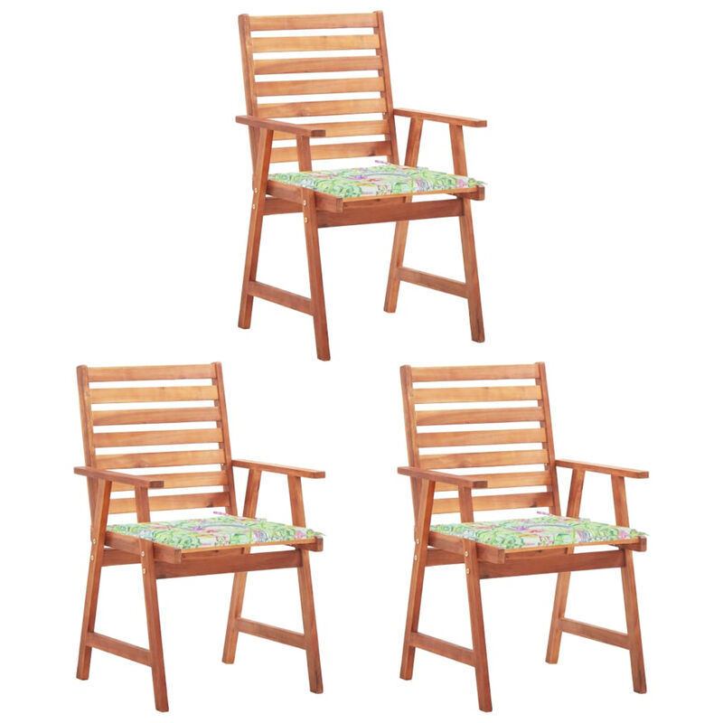 

Sillas comedor de jardin 3 uds madera maciza acacia y cojines