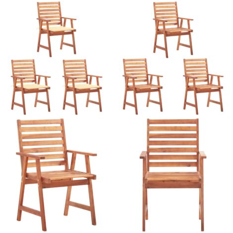 Sillas comedor de jardín 3 uds madera maciza acacia y cojines - Sillas de comedor - Sillas de madera