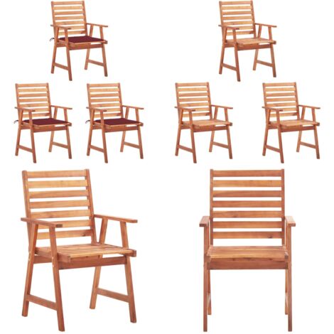 Sillas comedor de jardín 3 uds madera maciza acacia y cojines - Sillas de comedor - Sillas de madera