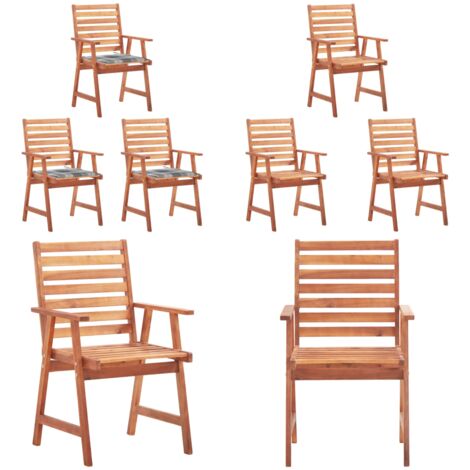 Sillas comedor de jardín 3 uds madera maciza acacia y cojines - Sillas de comedor - Sillas de madera