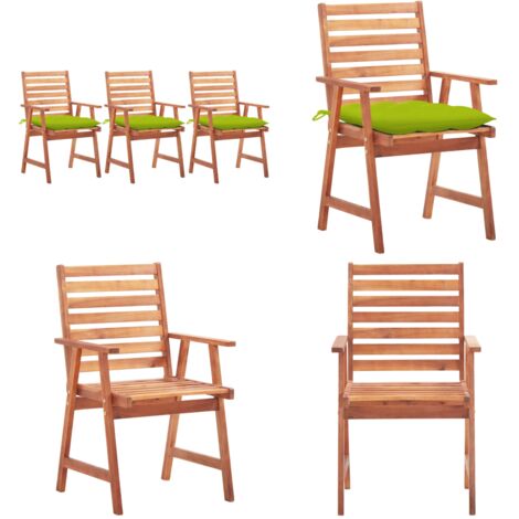 Sillas comedor de jardín 3 uds madera maciza acacia y cojines - Sillas de comedor - Sillas de madera