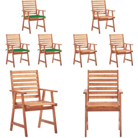 Sillas comedor de jardín 3 uds madera maciza acacia y cojines - Sillas de comedor - Sillas de madera